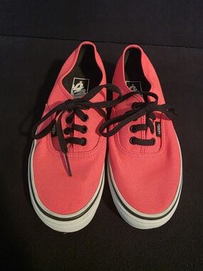 Vans Authentic Neon Pink Canvas Sneakers Women's 6.5 Men's 5 Lace Up Shoes